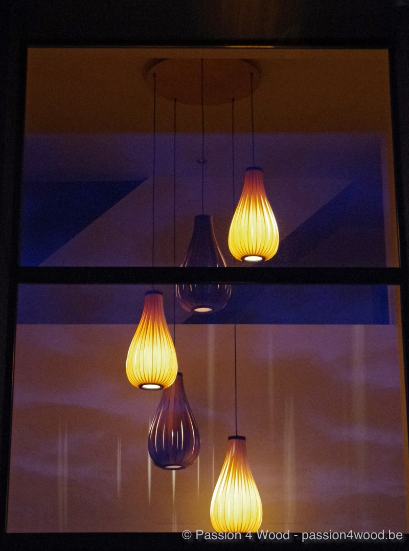 Rain lights in hall - toulip and walnut wood